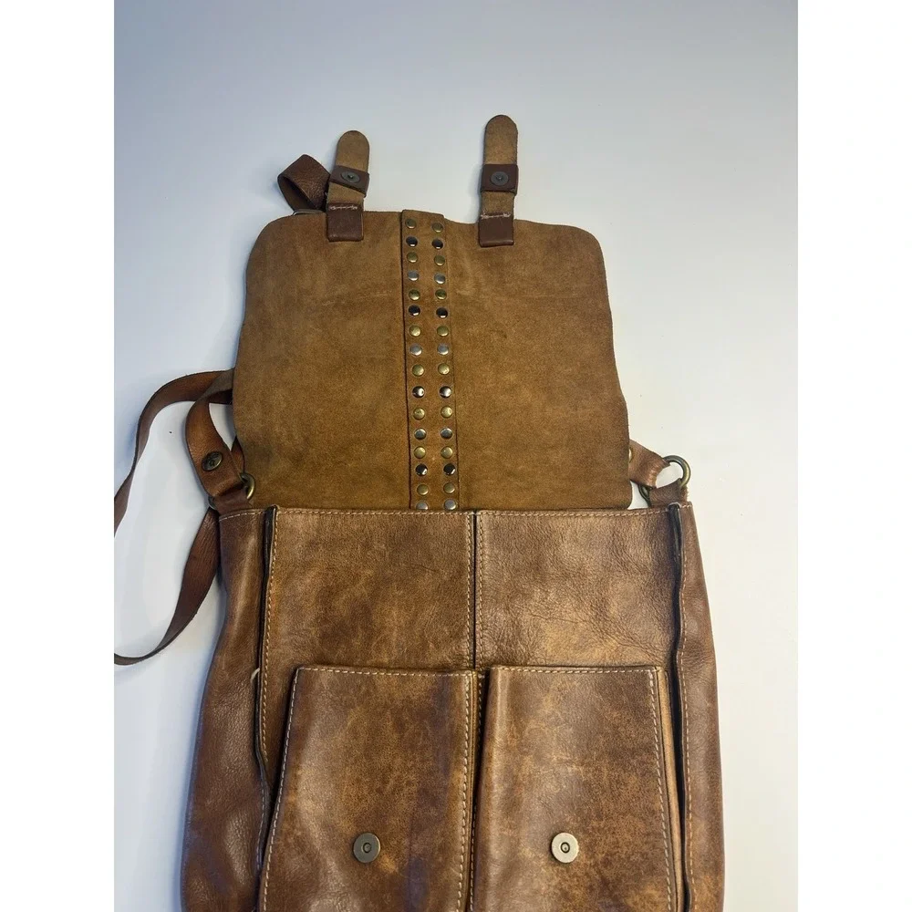 Patricia‎ Nash Stud Messenger Armeno Crossbody Camel Brown Bag Leather Purse